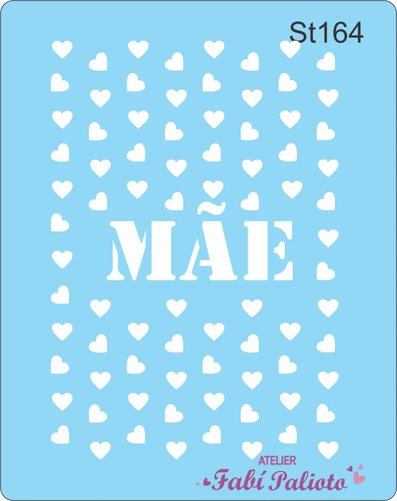 ST164 Stencil  Mãe com corações Imagem
