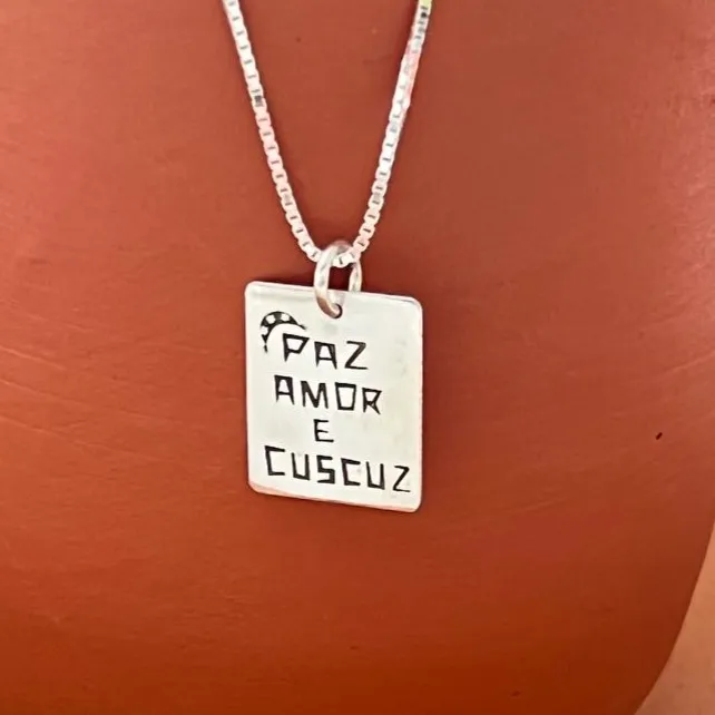 Pingente de prata 950 -  PAZ AMOR E CUSCUZ - PG026 Imagem