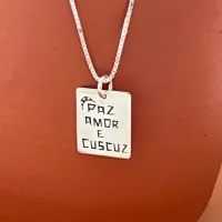 Pingente de prata 950 -  PAZ AMOR E CUSCUZ - PG026