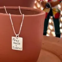 Pingente de prata 950 -  PAZ AMOR E CUSCUZ - PG026 - Foto 2