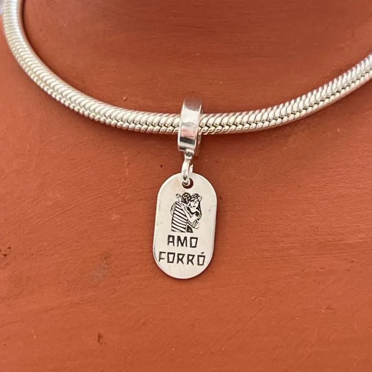 Berloque de Prata 950 - AMO FORRÓ - BS135 Imagem