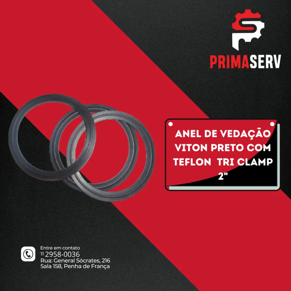 ANEL DE VEDAÇÃO VITON PRETO COM TEFLON  TRI CLAMP 2"