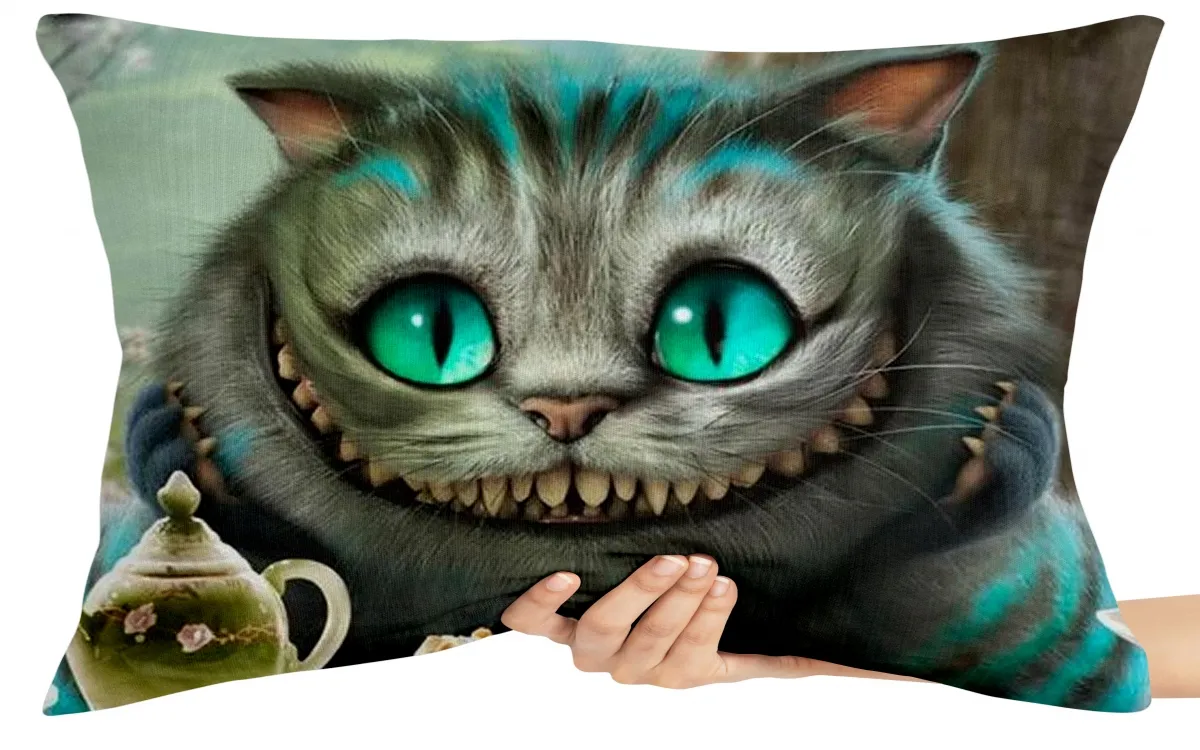 Capa de Almofada ou Travesseiro Gato de Cheshire Imagem