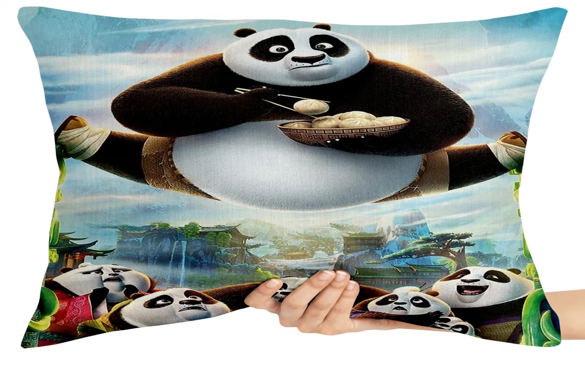 Capa de Almofada ou Travesseiro Kung fu panda comendo pastel