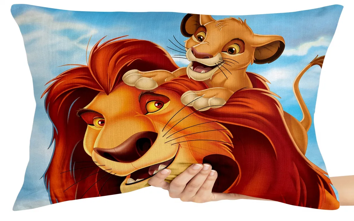 Capa de Almofada ou Travesseiro Mufasa e Simba