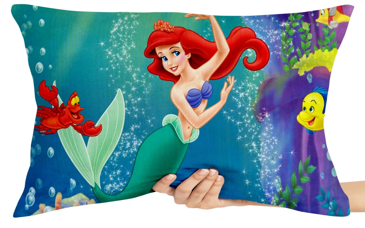 Capa de Almofada ou Travesseiro Pequena Sereia coroa Imagem