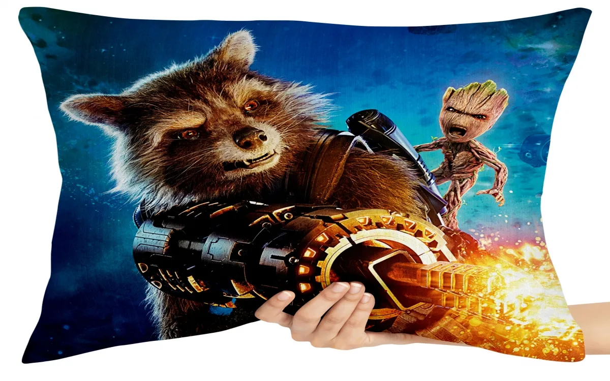 Capa de Almofada ou Travesseiro Rocket e Groot Imagem