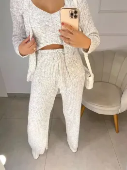 Conjunto Tricô Mousse 3 Peças - Cinza Chumbo - Foto 2