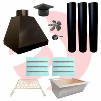 Kit Churrasqueira de Vidro a Carvão Braseiro Cooktop 65cm Média com 3 Tubos Coifa e Grelha Moeda - Foto 3