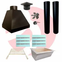 Kit Churrasqueira de Vidro a Carvão Braseiro Cooktop 75cm Grande com 2 Tubos Coifa e Grelha Moeda - Foto 2