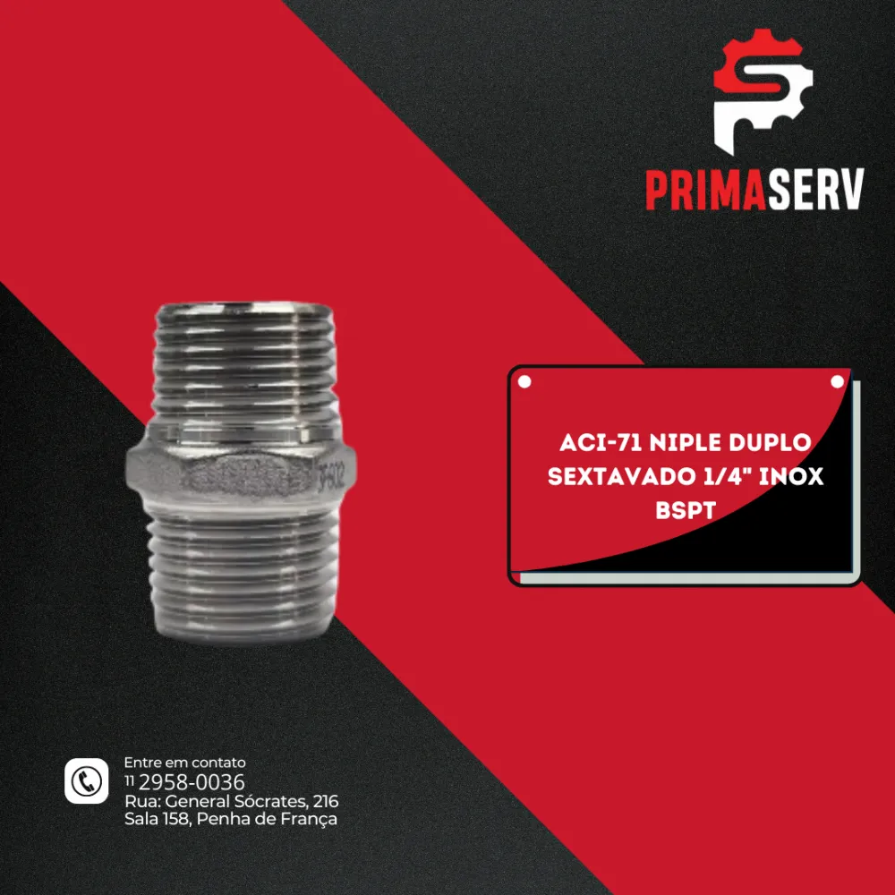ACI-71 NIPLE DUPLO SEXTAVADO 1/4" INOX  BSPT