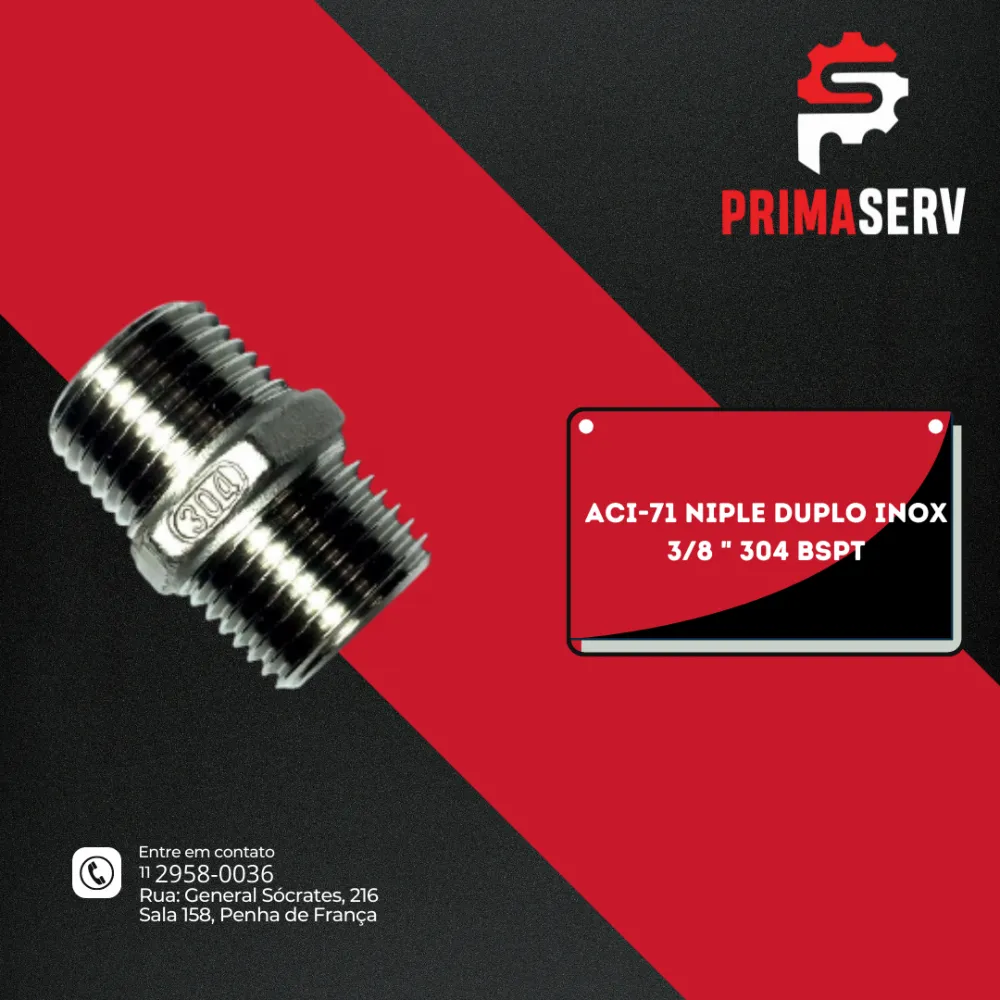 ACI-71 NIPLE DUPLO INOX 3/8 " 304 BSPT