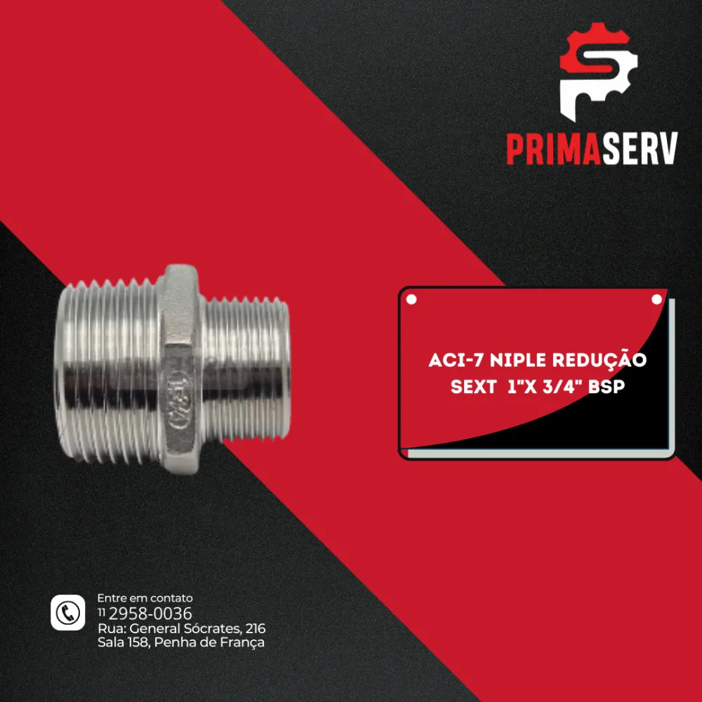 NIPLE REDUÇÃO SEXT  1"X 3/4" BSP