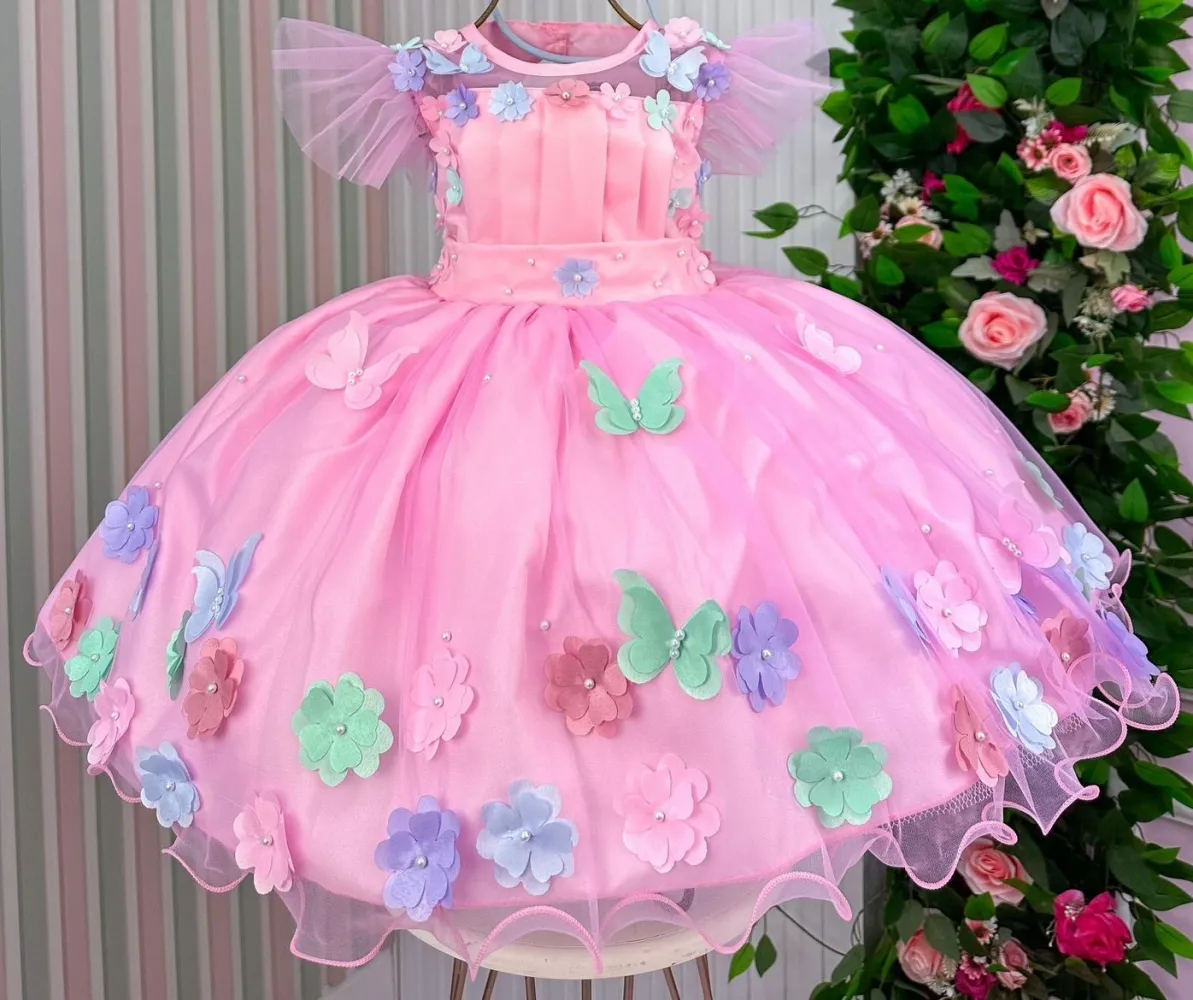 Vestido Festa Jardim Rosa Mod.2 Mariê