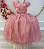Vestido Festa Rose Flores e Borboletas Vila Lelê