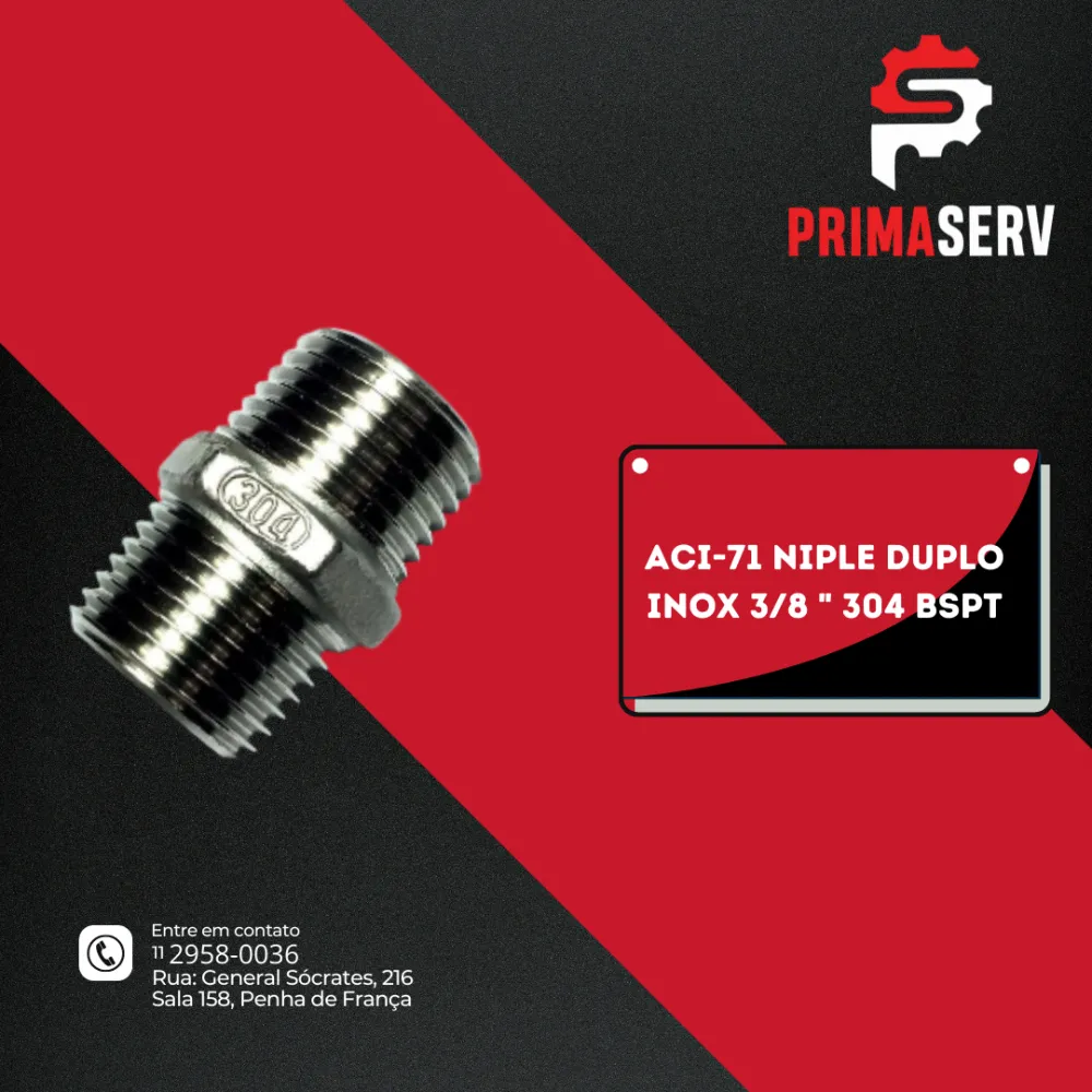 ACI-71 NIPLE DUPLO INOX 3/8 " 304 BSPT
