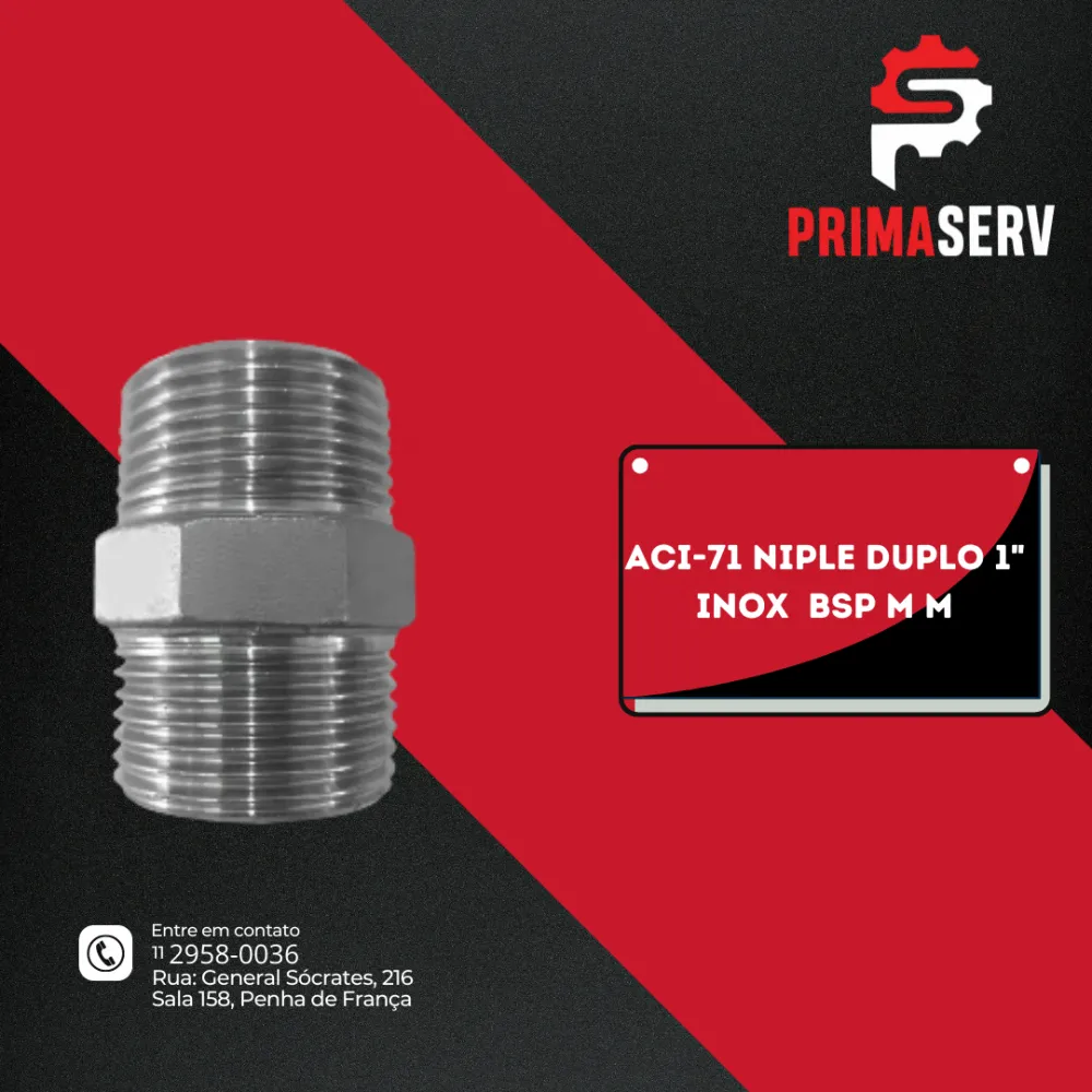 ACI-71 NIPLE DUPLO 1" INOX  BSP M M