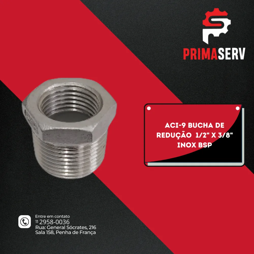 ACI-9 BUCHA DE REDUÇÃO  1/2" X 3/8" Inox BSP