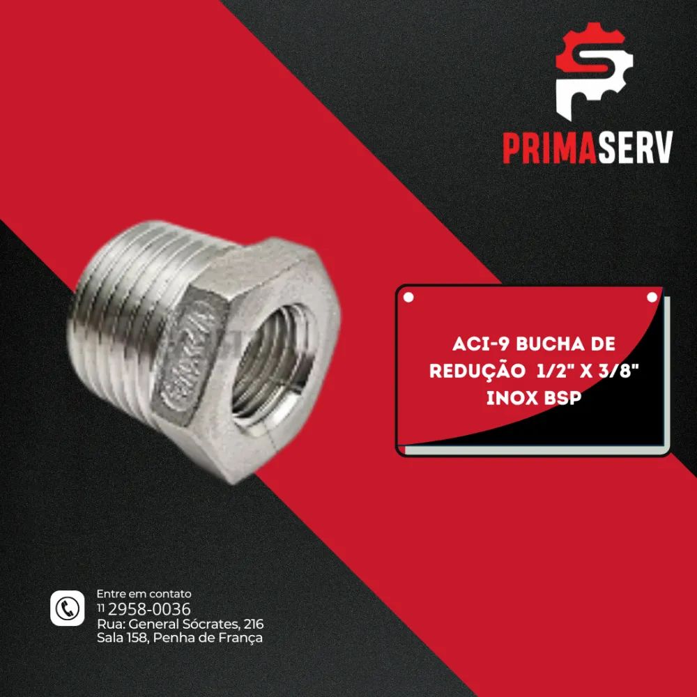BUCHA DE REDUÇÃO M/F DE 1/2" X 1/4" BSP INOX 316