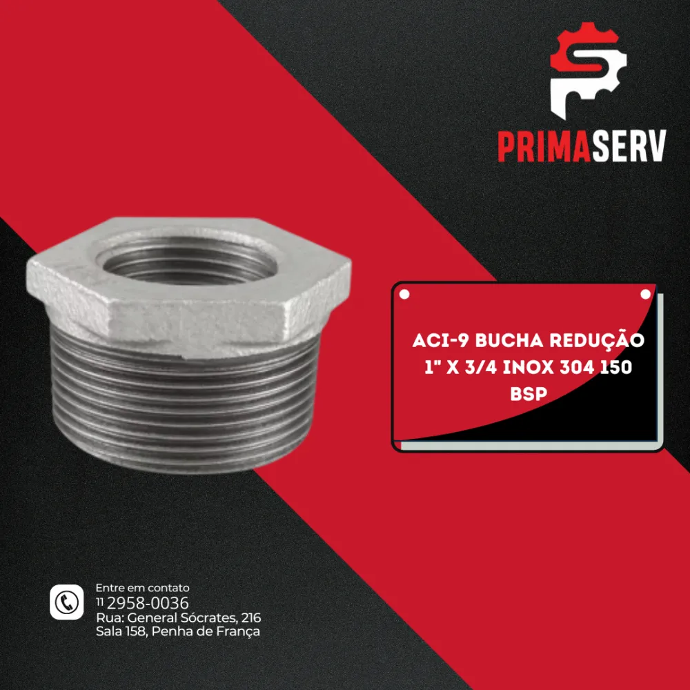 ACI-9 BUCHA DE REDUÇÃO DE 2" X 1.1/4" INOX 304 BSP