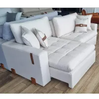 Sofá Cama Zeus retrátil e reclinável Linho - Gelo ou Marfim 2,40