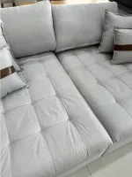 Sofá Cama Zeus retrátil e reclinável Linho - Gelo ou Marfim 2,40 - Foto 3