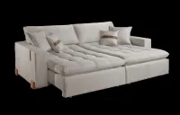 Sofá Cama Zeus retrátil e reclinável Linho - Gelo ou Marfim 2,40 - Foto 4