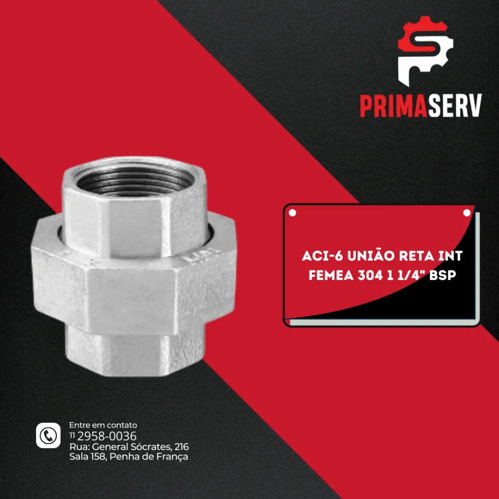 ACI-6 UNIÃO RETA INT FEMEA 304 1 1/4" BSP