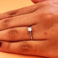 Anel solitário prata 950 - AS105 - Foto 2