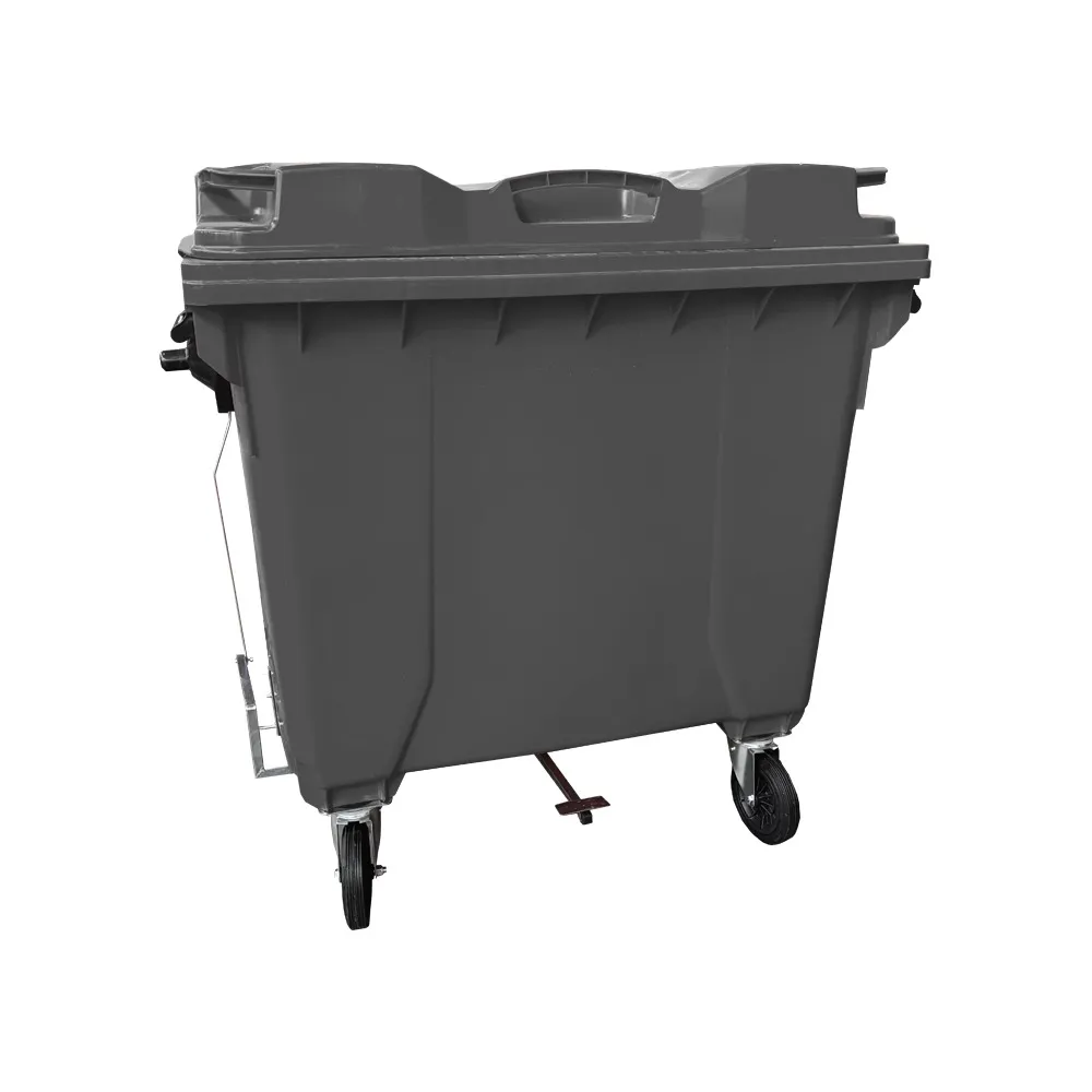 Container Plástico 1000 Litros Com Pedal Cinza Imagem