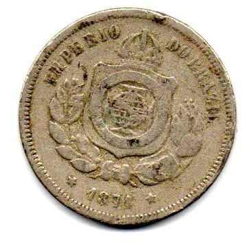 1871 - 100 Réis - Moeda Brasil Império Imagem