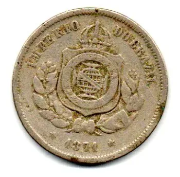 1871 - 100 Réis - Moeda Brasil Império