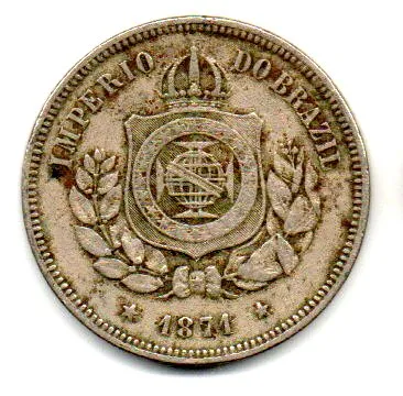 1871 - 100 Réis - Moeda Brasil Império
