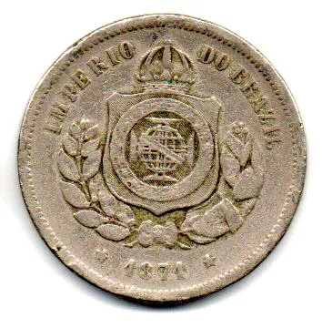 1871 - 100 Réis - Moeda Brasil Império Imagem