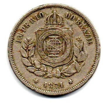 1871 - 100 Réis - Moeda Brasil Império Imagem