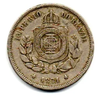 1871 - 100 Réis - Moeda Brasil Império