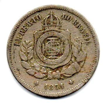 1871 - 100 Réis - Moeda Brasil Império Imagem