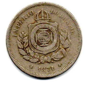 1871 - 100 Réis - Moeda Brasil Império