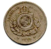 1871 - 100 Réis - Moeda Brasil Império