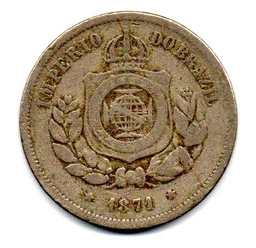 1871 - 100 Réis - Moeda Brasil Império Imagem
