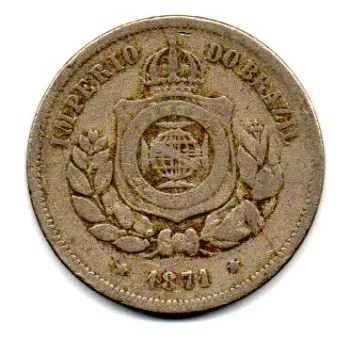 1871 - 100 Réis - Moeda Brasil Império