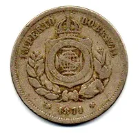 1871 - 100 Réis - Moeda Brasil Império