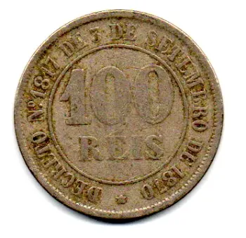 1871 - 100 Réis - Moeda Brasil Império - Foto 2