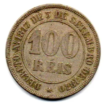 1871 - 100 Réis - Moeda Brasil Império - Foto 2