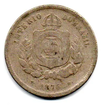 1874 - 100 Réis - Moeda Brasil Império - C/ Danos