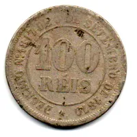 1874 - 100 Réis - Moeda Brasil Império - C/ Danos - Foto 2