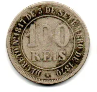 1874 - 100 Réis - Moeda Brasil Império - Foto 2
