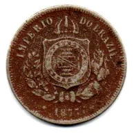 1877 - 100 Réis - Moeda Brasil Império