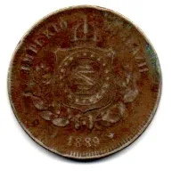 1889 - 100 Réis - Moeda Brasil Império