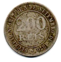 1871 - 200 Réis - Moeda Brasil Império - Foto 2